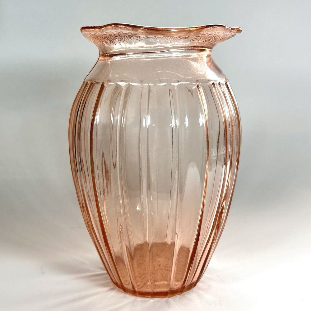 1930’s “Adam” Pink Depression Glass Vase By Jeannette Glass Company